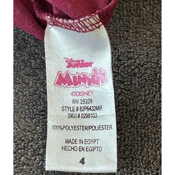 Disney Minnie Mouse Burgundy T-Shirt & Plaid Leggings Set For Girls Size 4 - Picture 6 of 9